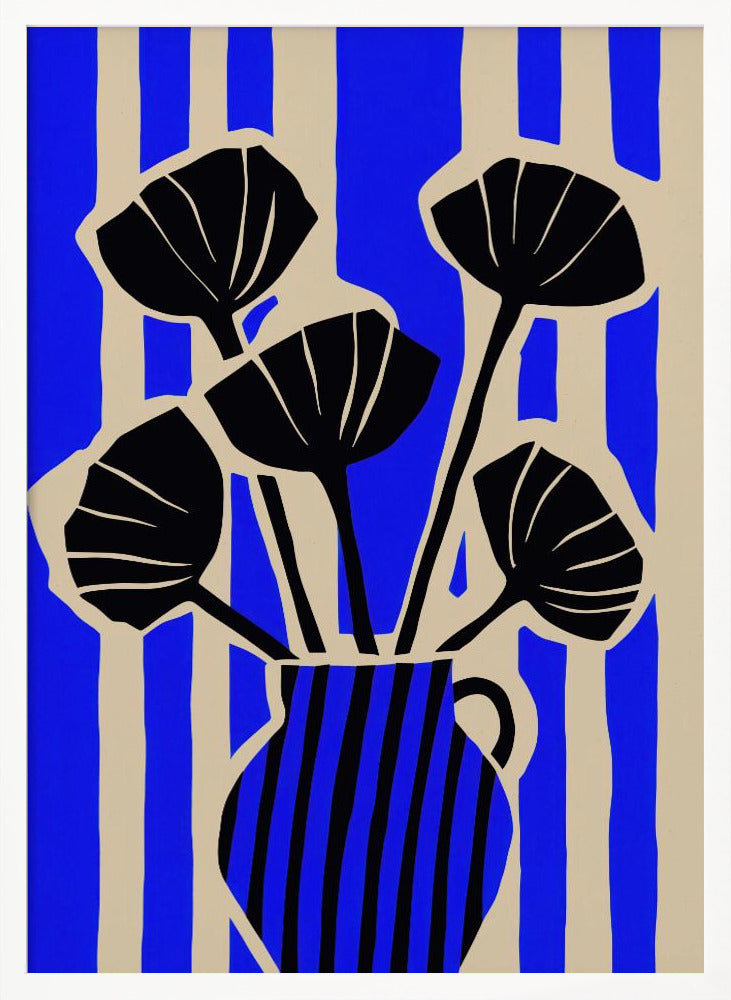 Striped Still Life Blue Poster