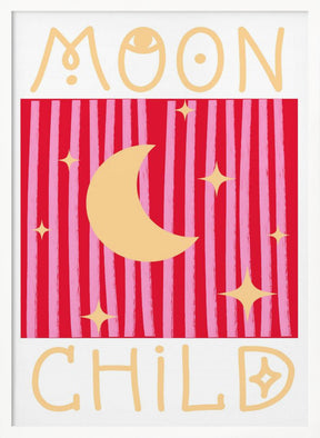 Pink and Red Moon Child Poster