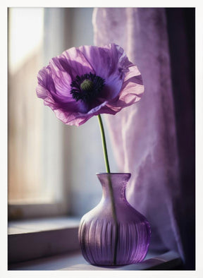 Purple Poppy In Vase Poster