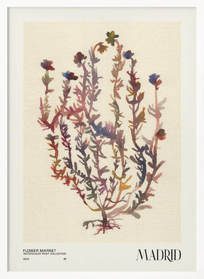 Watercolor print collection. Flower market - Madrid Poster