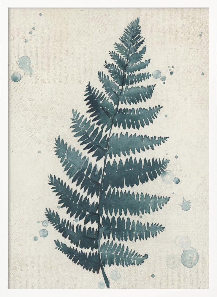 Teal watercolor fern 3 Poster