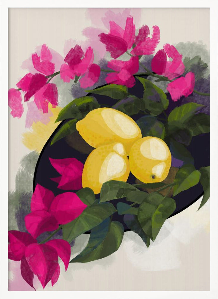 Bougainvillea and lemons Poster