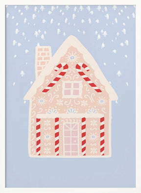 Blue Gingerbread House Poster