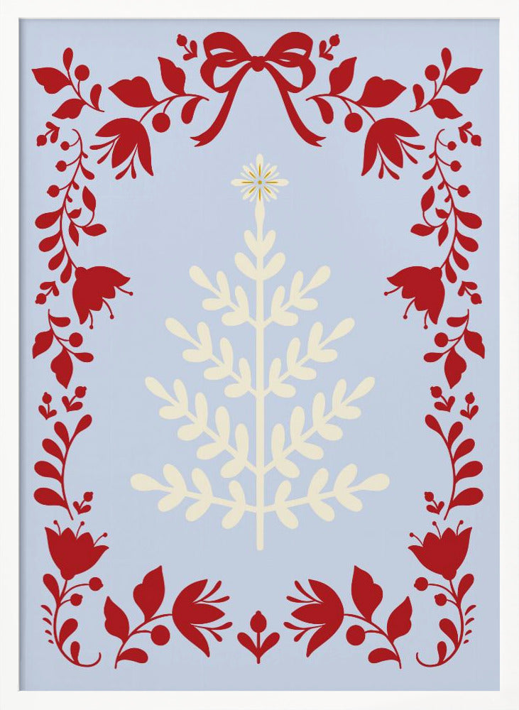 Christmas Tree Blue and Red Poster