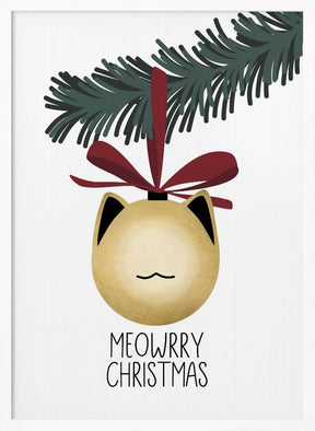 Meowrry Christmas bauble (gold, white) Poster