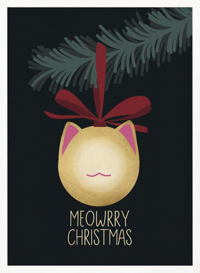 Meowrry Christmas bauble (black, gold) Poster