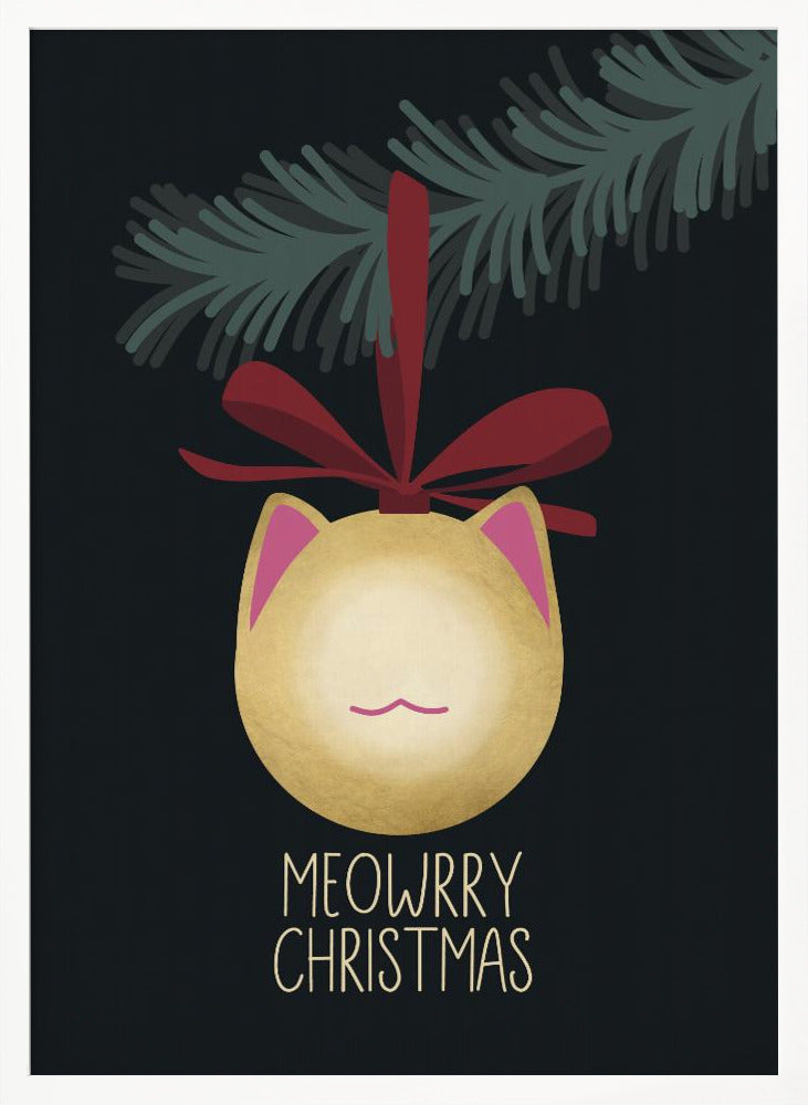 Meowrry Christmas bauble (black, gold) Poster