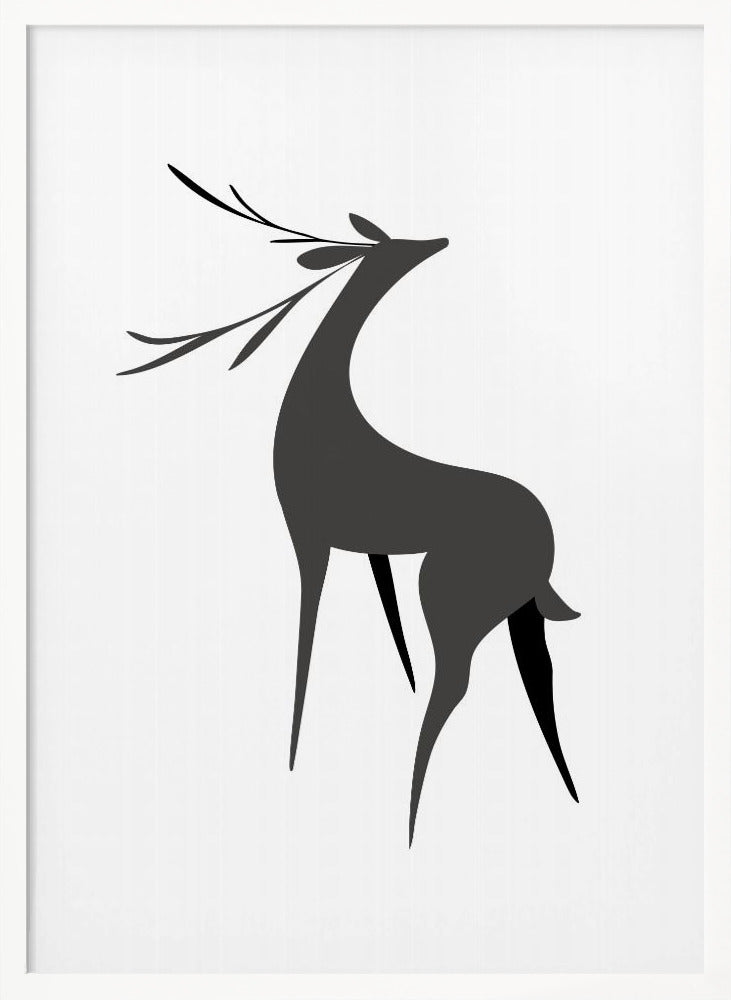 Stylized retro deer (grey) Poster