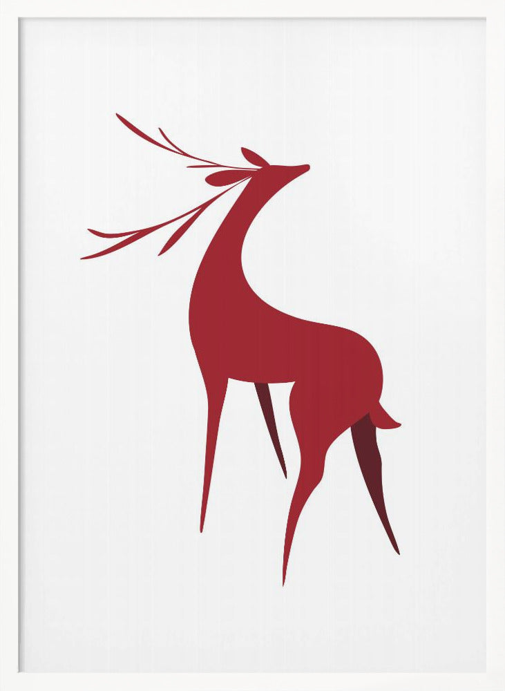 Stylized retro deer (red) Poster