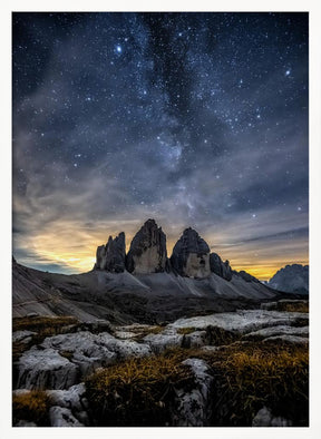 Dolomites at night Poster