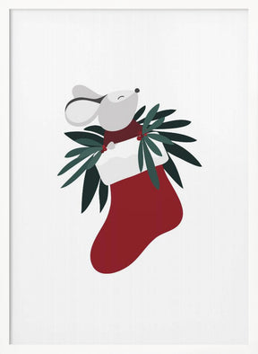 Cute mouse in a Christmas stocking Poster