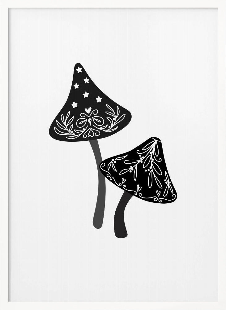 Iced mushrooms in black Poster