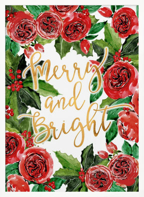 Merry and bright holiday roses Poster