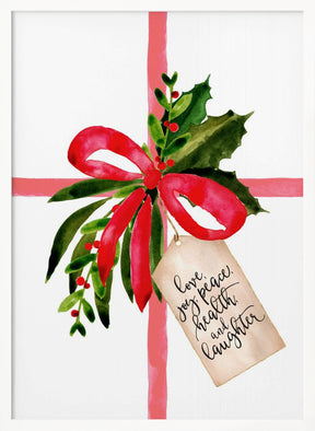 Watercolor gift with holiday wishes Poster