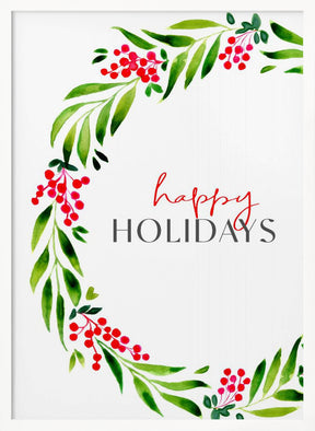 Happy holidays watercolor wreath Poster