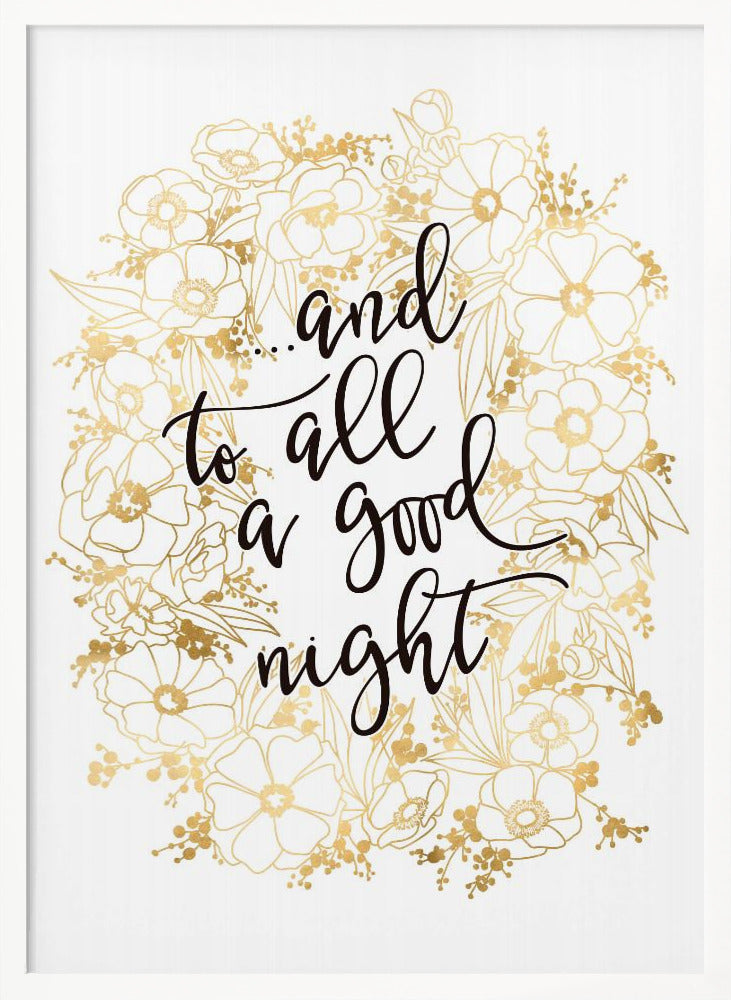 And to all a good night with gold flowers Poster