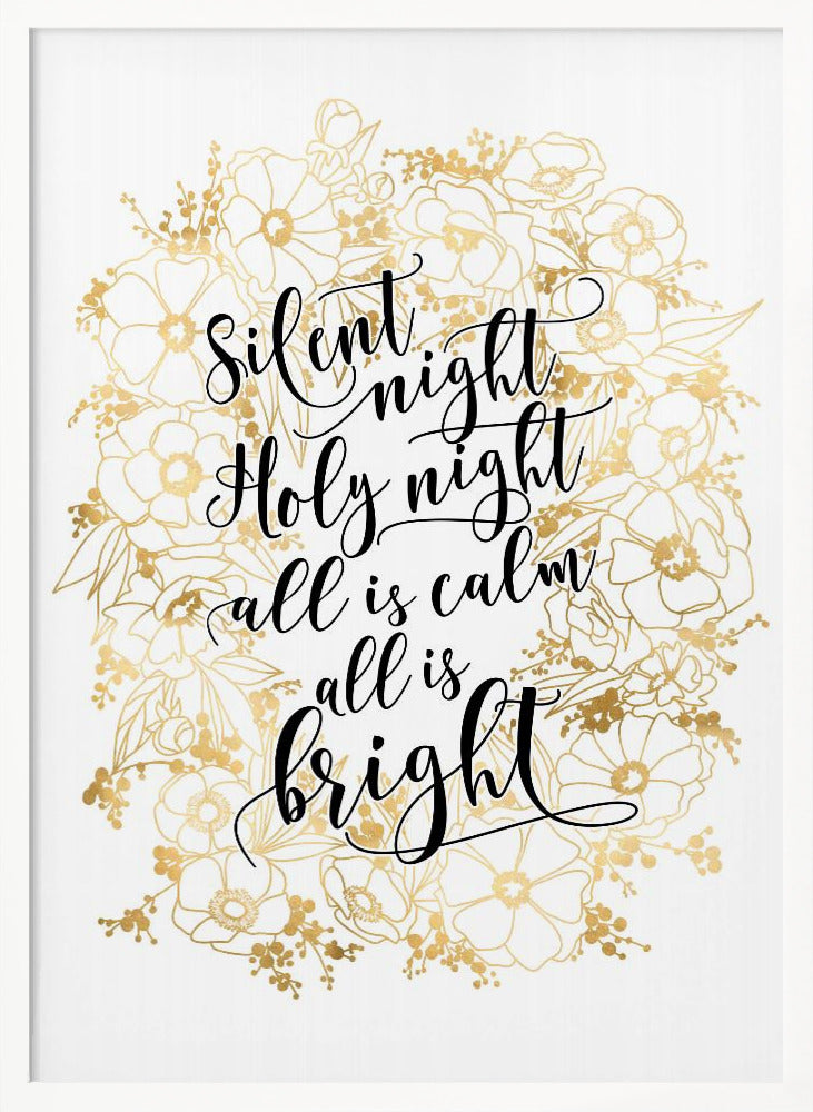 Silent night with gold flowers Poster