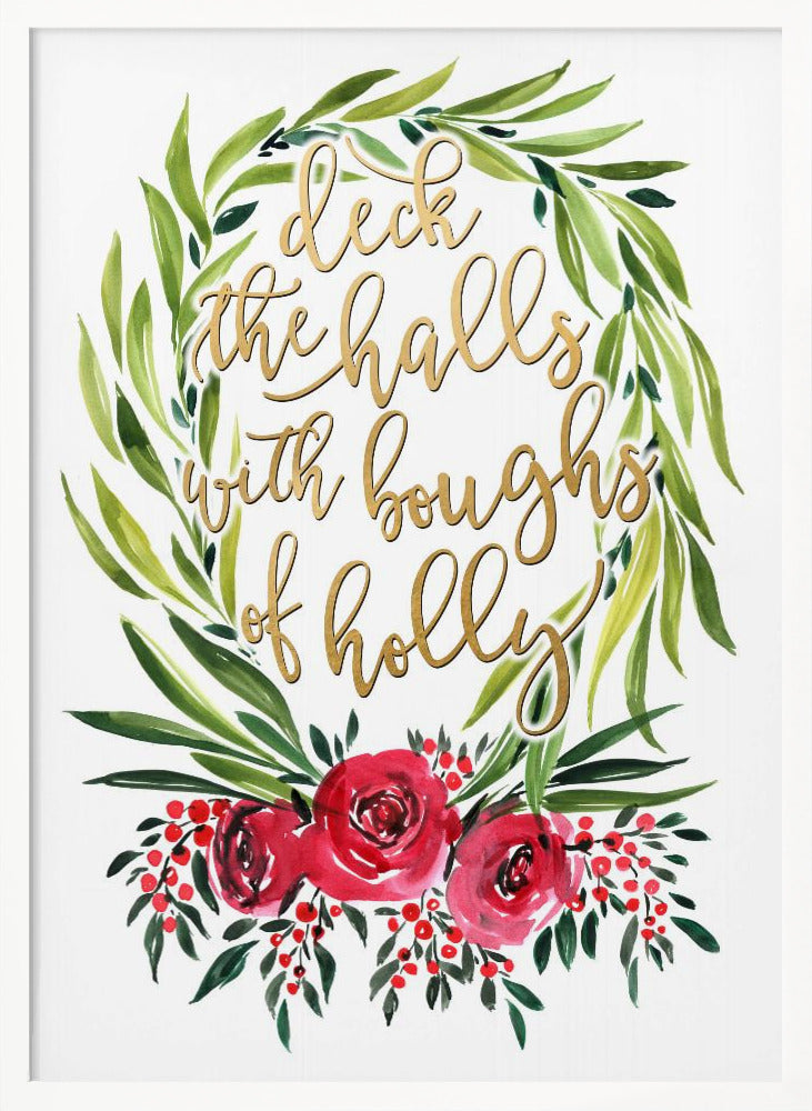 Floral wreath deck the halls Poster