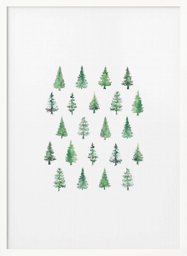 Little watercolor Christmas trees Poster