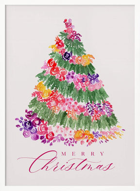 Floral Christmas tree in pink Poster