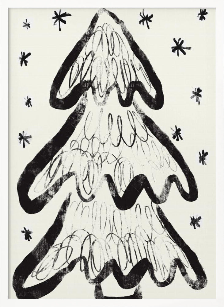 Christmas Tree And Snow (White) Poster