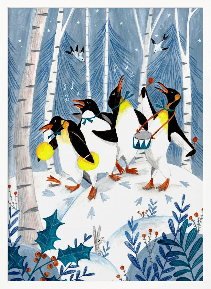 Penguins make music in the forest Poster