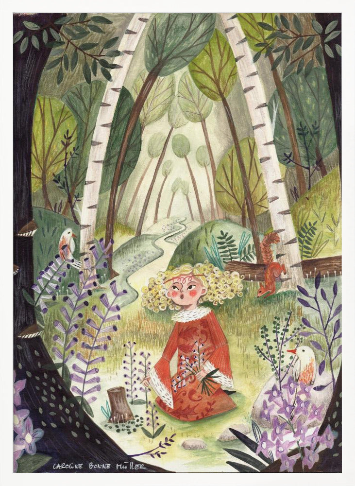 Princess in the forest with flowers Poster