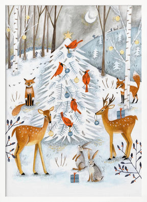 Christmas in the winter animal forest Poster