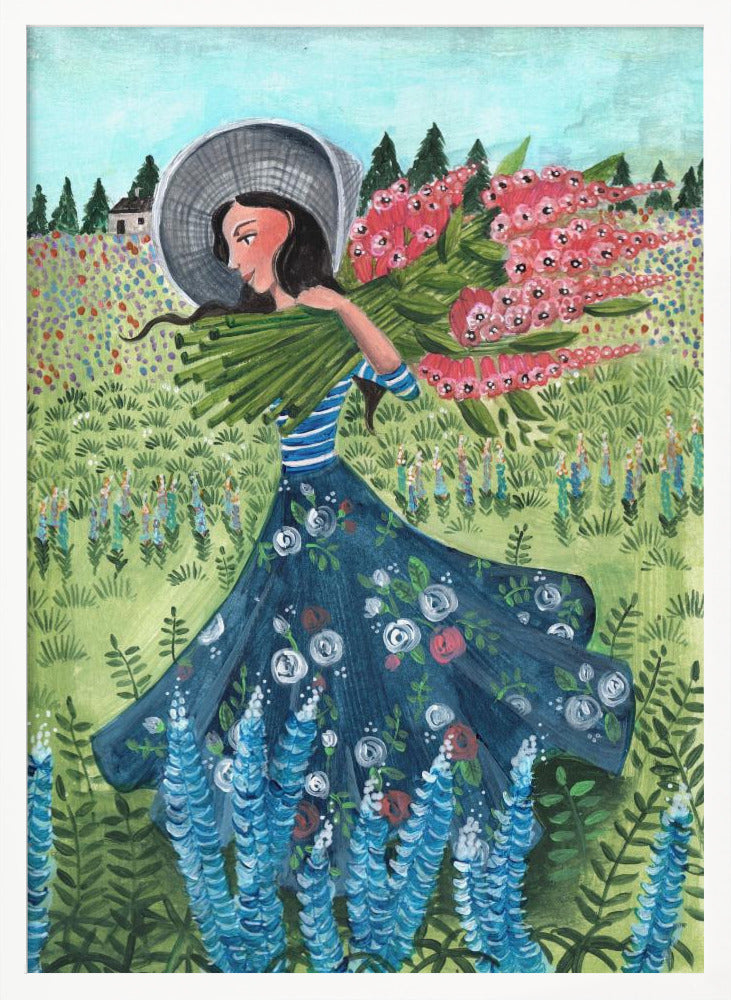 Walking with fieldflowers Poster