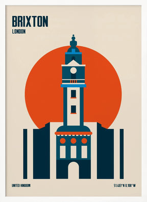 Brixton Tower Retro Travel Print Poster