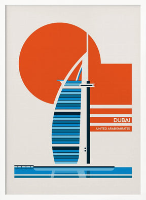 Dubai Burj Al Arab Minimalist Retro Travel Print Poster