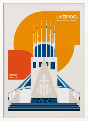 Liverpool Metropolitan Cathedral Retro Architecture Print Poster