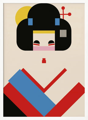 Geisha Girl Geometric Illustration Poster