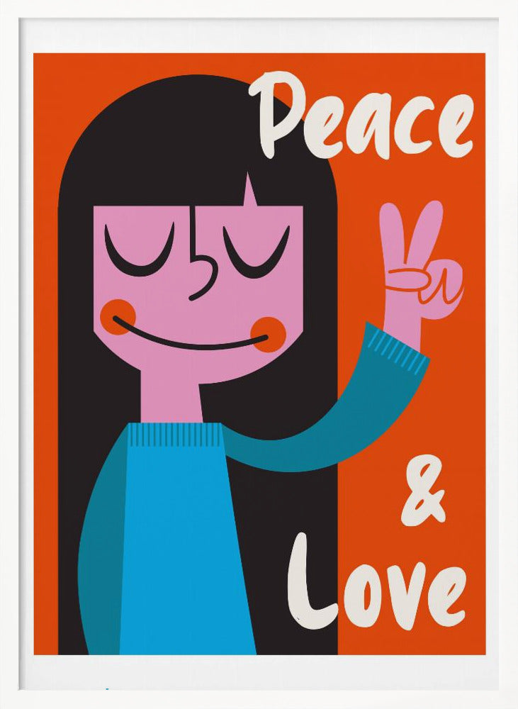 Peace &amp; Love Mid Century Illustration Poster