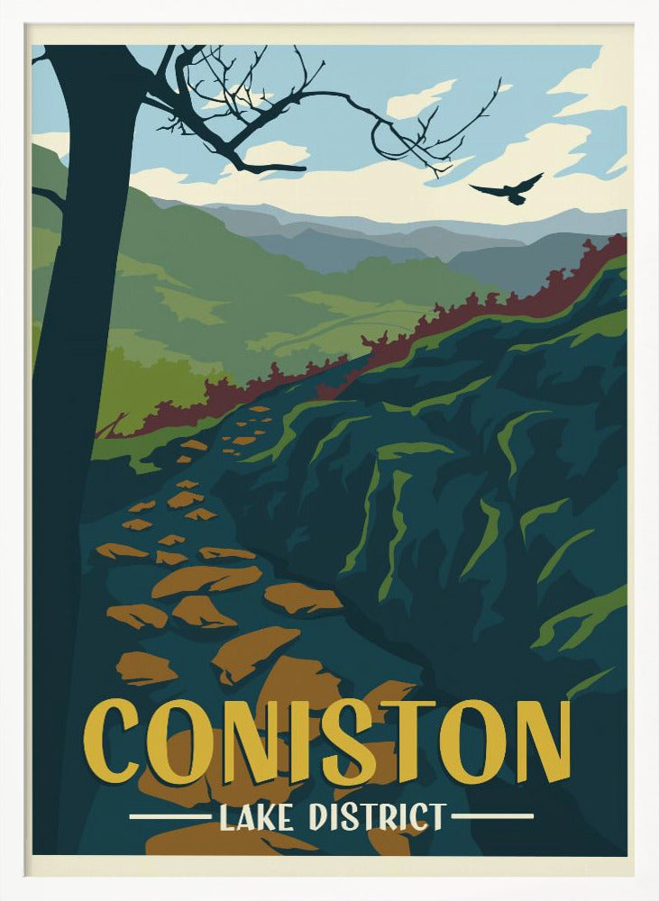 Coniston Lake District Travel Print Poster