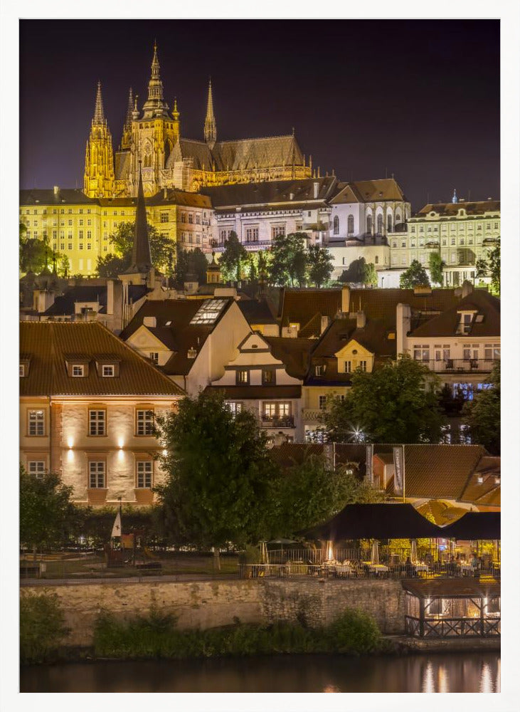 Prague Castle and St. Vitus Cathedral by night Poster