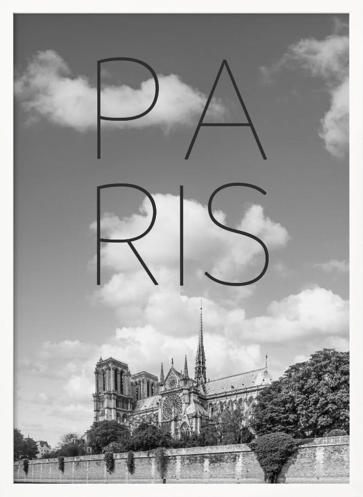 PARIS Cathedral Notre-Dame | Text &amp; Skyline Poster