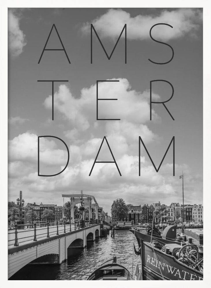 AMSTERDAM Magere Brug | Text &amp; Skyline Poster