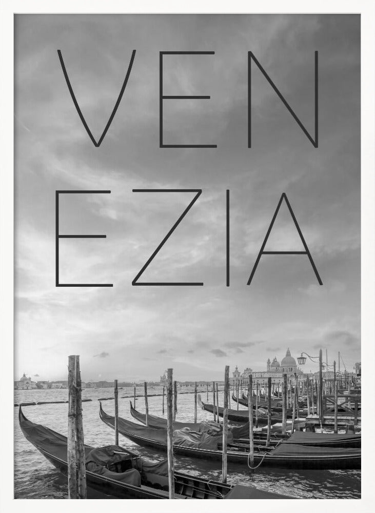 VENICE Gondolas &amp; Santa Maria della Salute | Text &amp; Skyline Poster