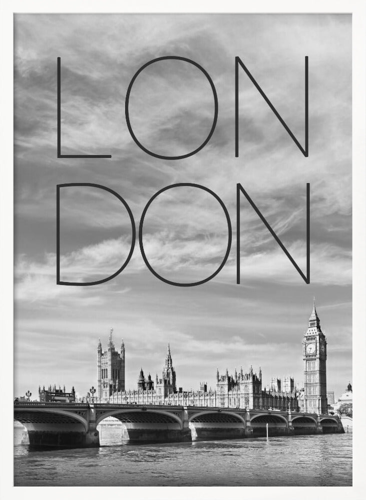 LONDON Westminster Bridge | Text &amp; Skyline Poster