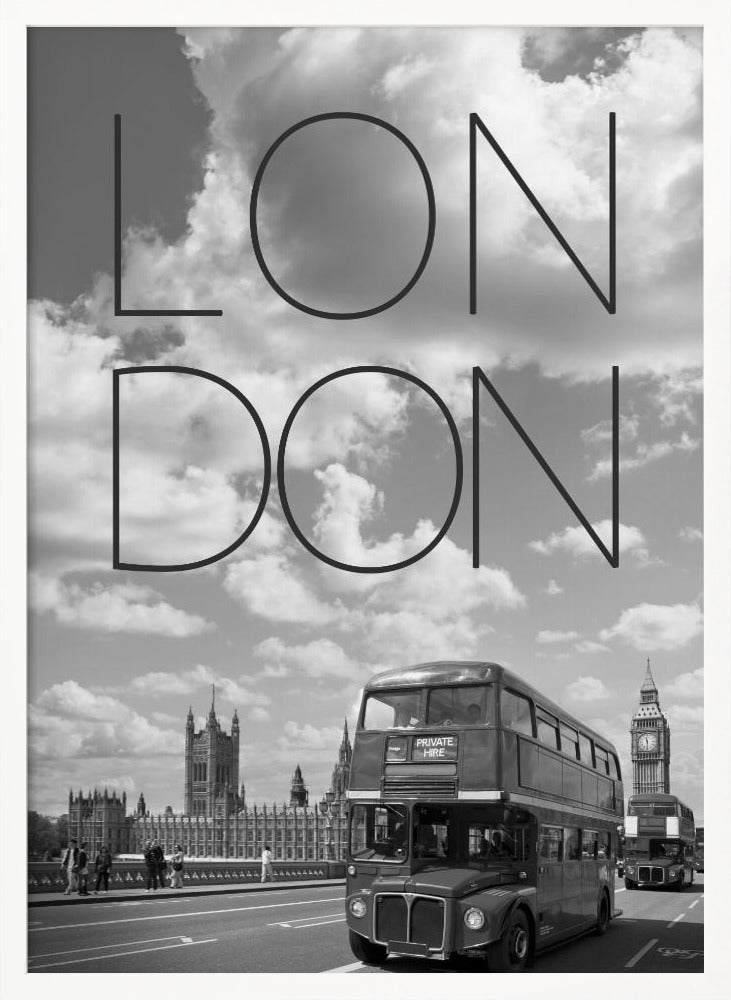 Busses in London | Text &amp; Skyline Poster