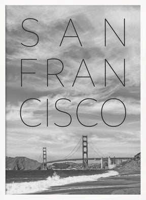 Golden Gate Bridge &amp; Baker Beach | Text &amp; Skyline Poster