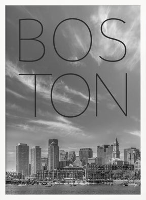 BOSTON Skyline Financial District &amp; North End | Text &amp; Skyline Poster