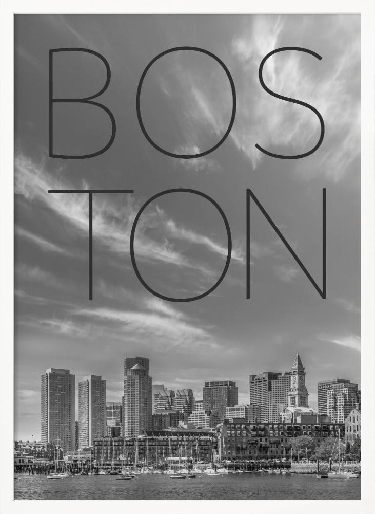 BOSTON Skyline Financial District &amp; North End | Text &amp; Skyline Poster