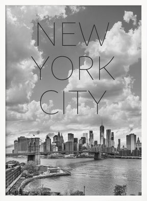 NYC Lower Manhattan &amp; Brooklyn Bridge | Text &amp; Skyline Poster