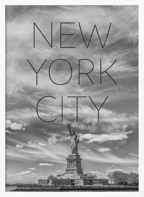 NYC Statue of Liberty | Text &amp; Skyline Poster