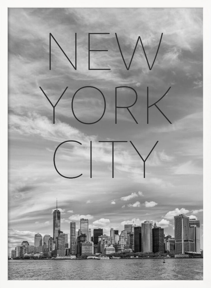 NYC Lower Manhattan &amp; Hudson River | Text &amp; Skyline Poster