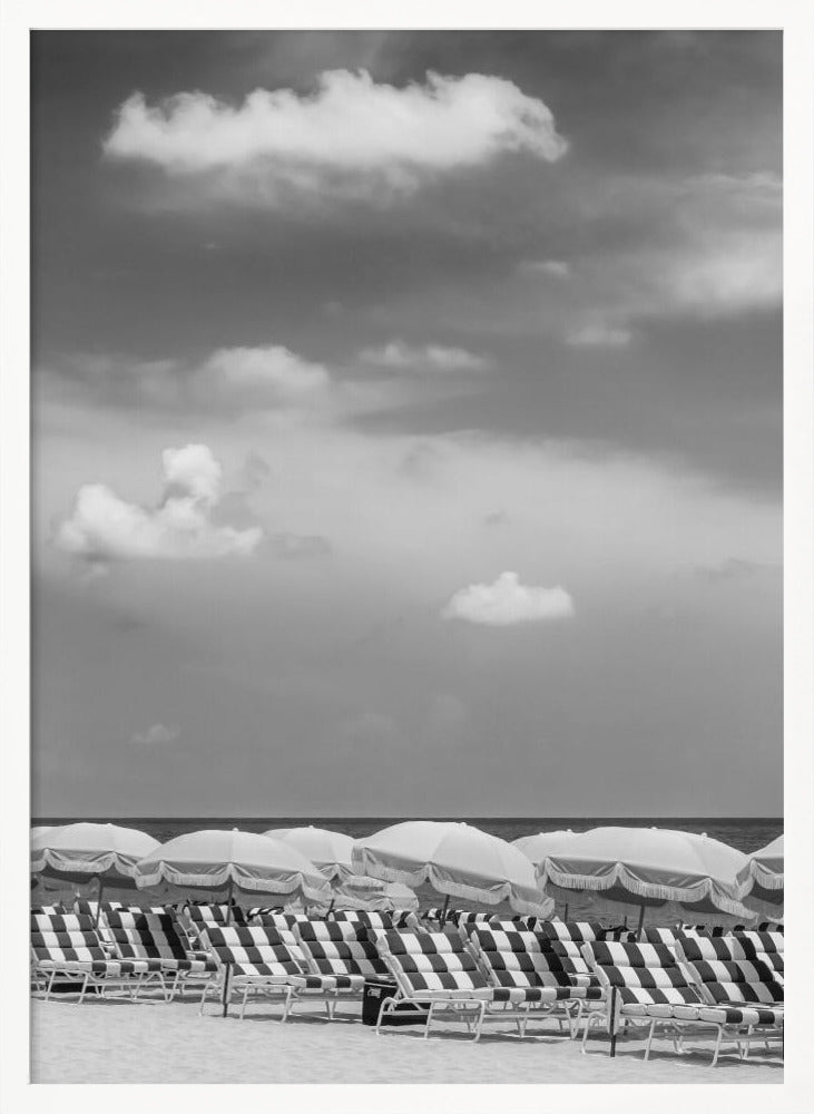 MIAMI BEACH Monochrome beach scene Poster