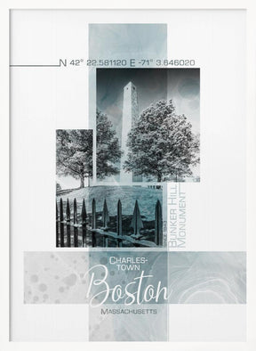 Poster Art BOSTON Bunker Hill Monument | turquoise marble Poster