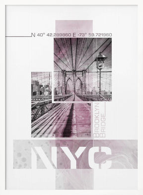 Poster Art NYC Brooklyn Bridge | pink marble Poster